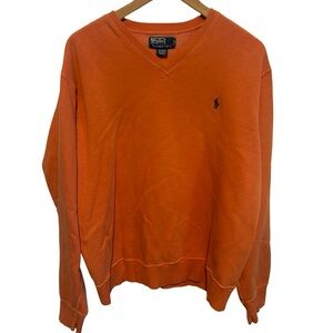 Polo by Ralph Lauren Men's V-Neck Sweater in Orange XL
